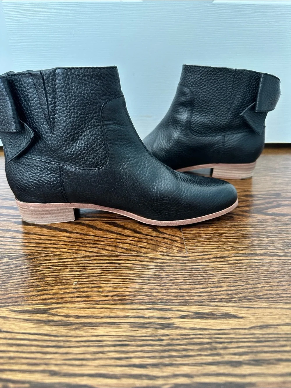 Kate Spade Prospect Bow Booties Black Pebbled Leather Short Boots Sz 6.5